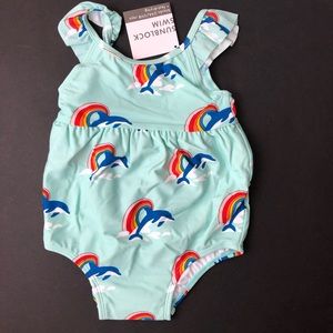 Hanna rainbow dolphin swimsuit EUC